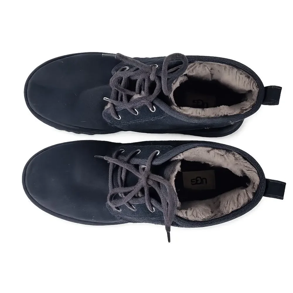 UGG Neumel Suede Chukka Boots Black Wool Lined Men's US 12